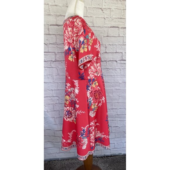 Women’s FLYING TOMATO Orange Dress Size 1X Floral Design Short Sleeve - Picture 7 of 12